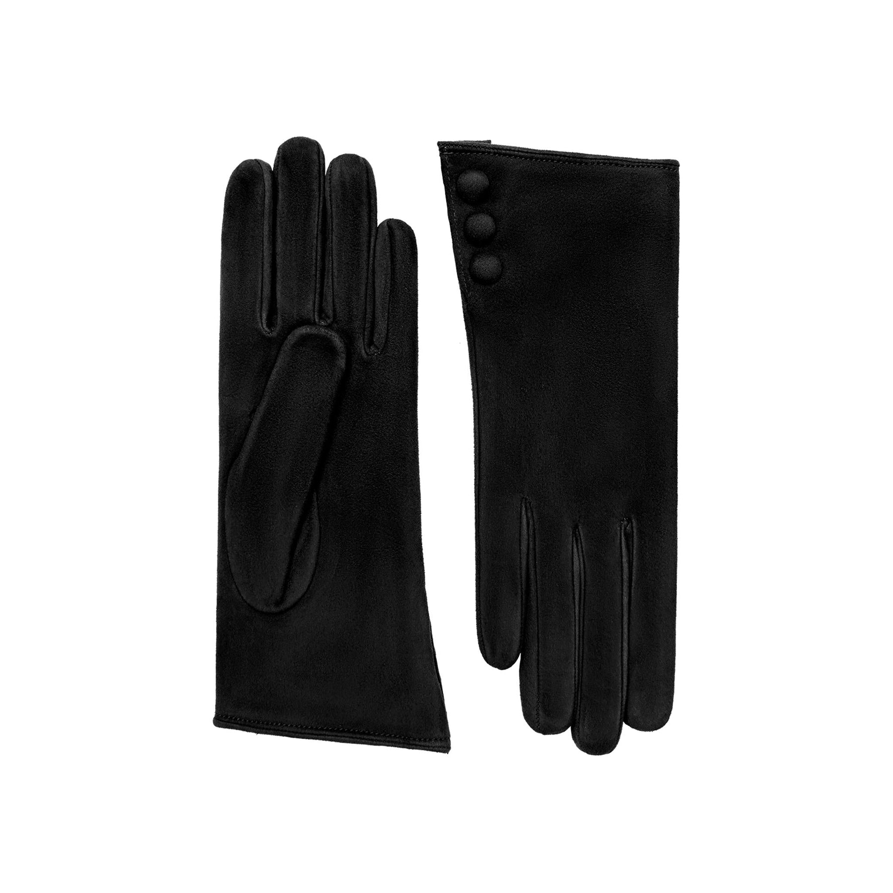 Charlotte | Suede Glove with Snap Cuff-Black-Cornelia James