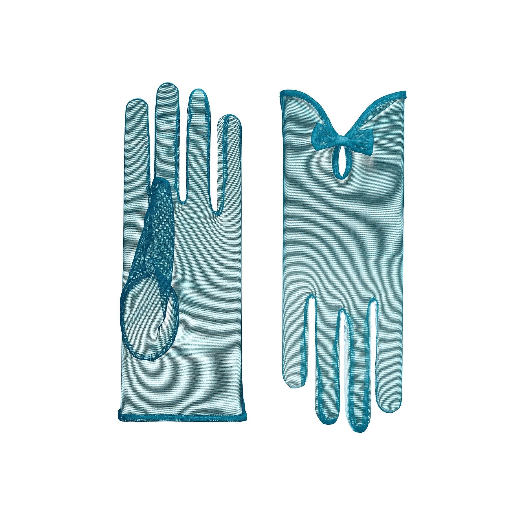 India | Tulle Glove with Keyhole & Bow-Teal-Cornelia James