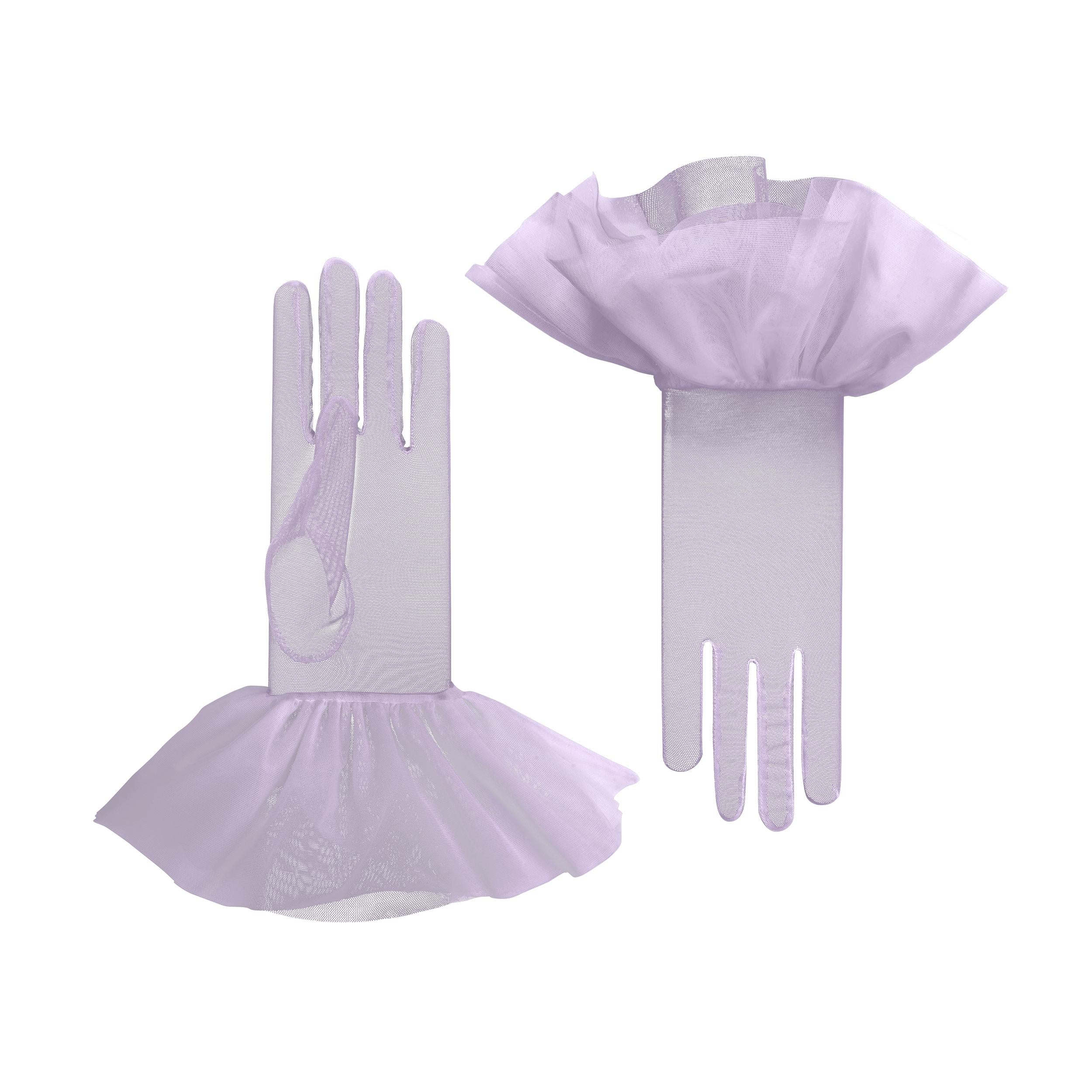 Lara | Tulle Glove with Harlequin Cuff-Lilac-Cornelia James