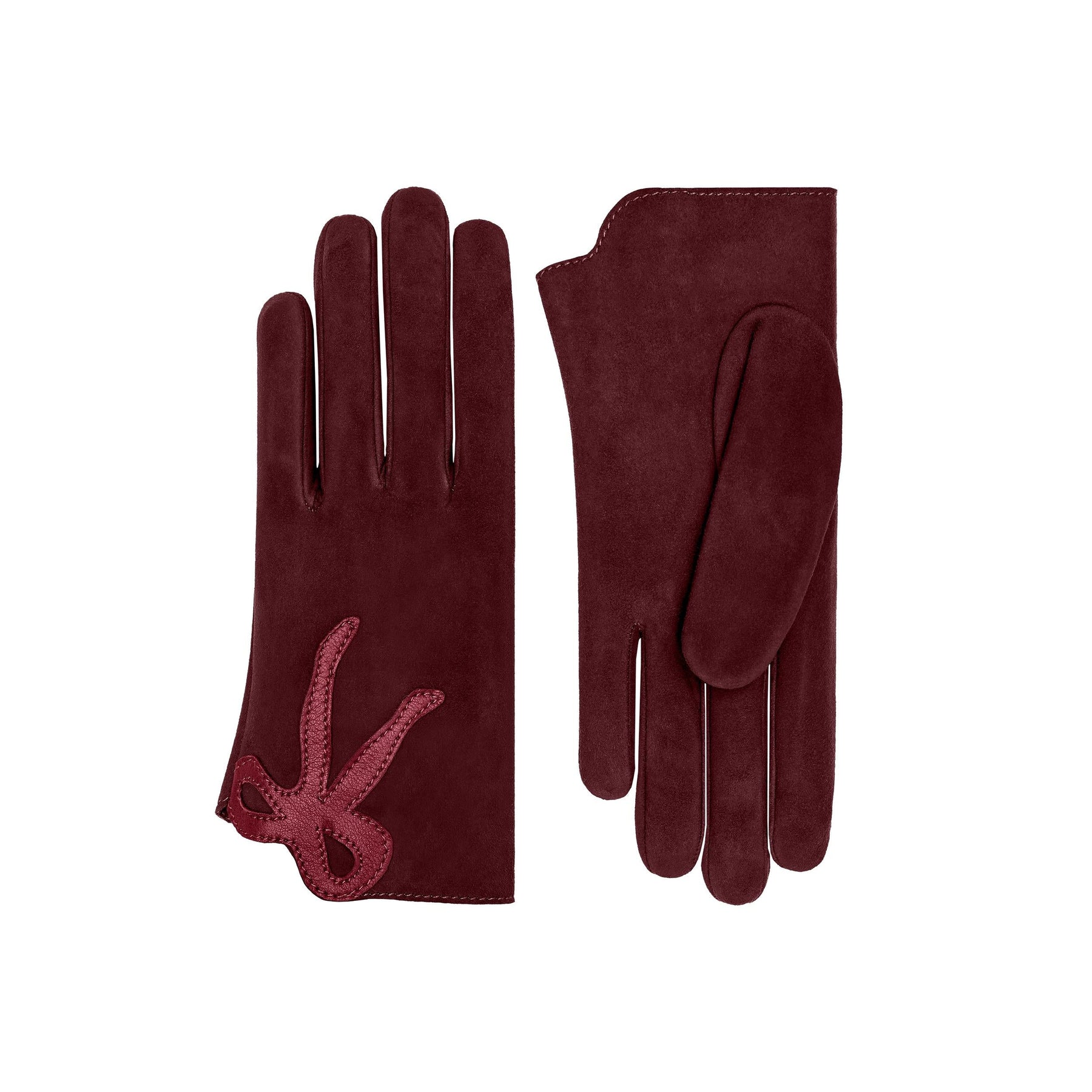 Madeleine | Suede Glove-Burgundy-Cornelia James