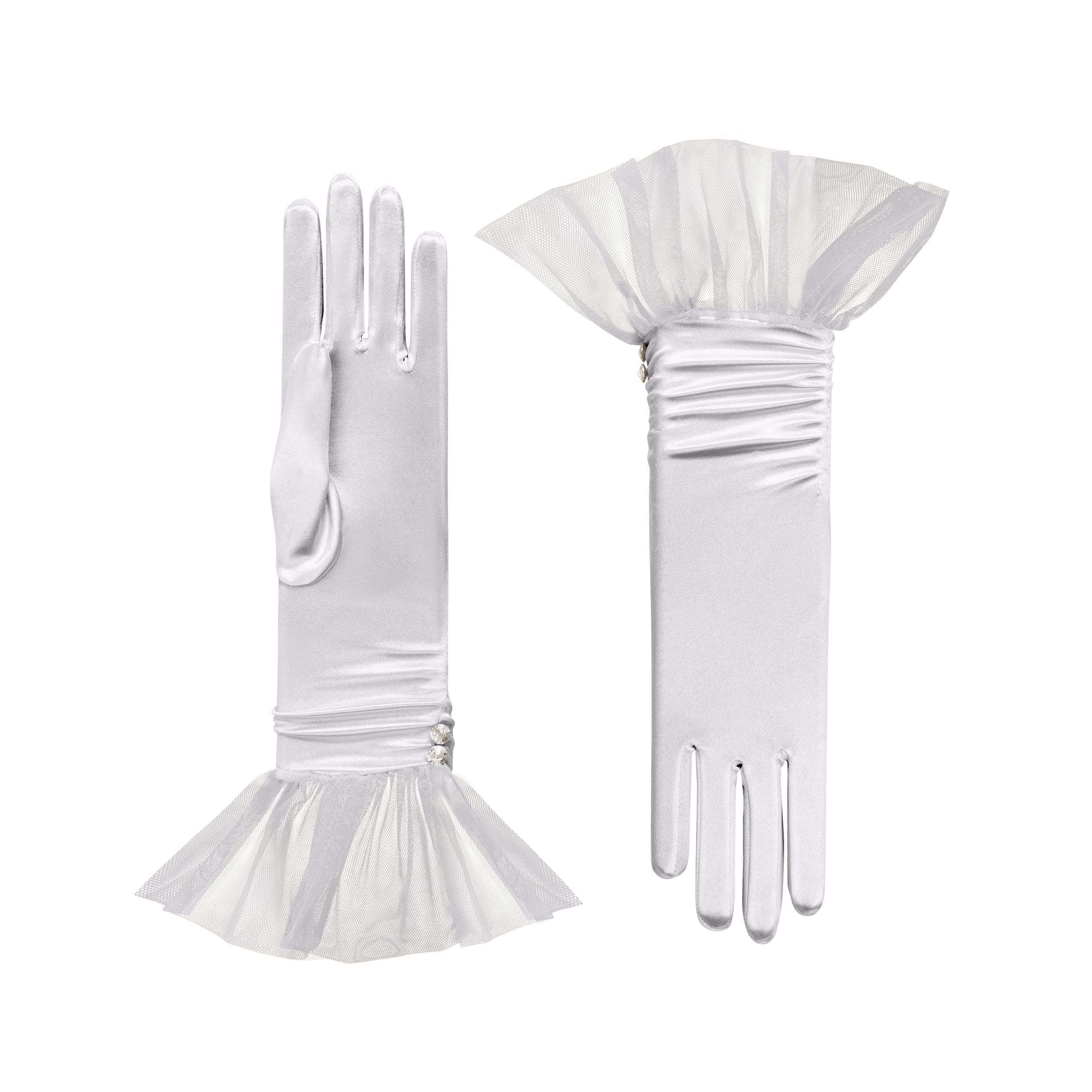 Melody | Bridal Satin Glove with Ballerina Tulle Cuff
