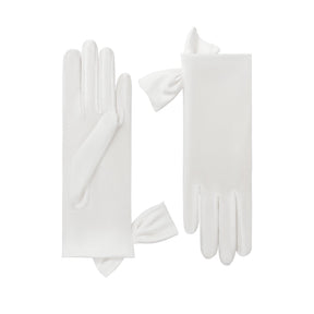 Mia | Silk Glove with Side Bow-White-Cornelia James