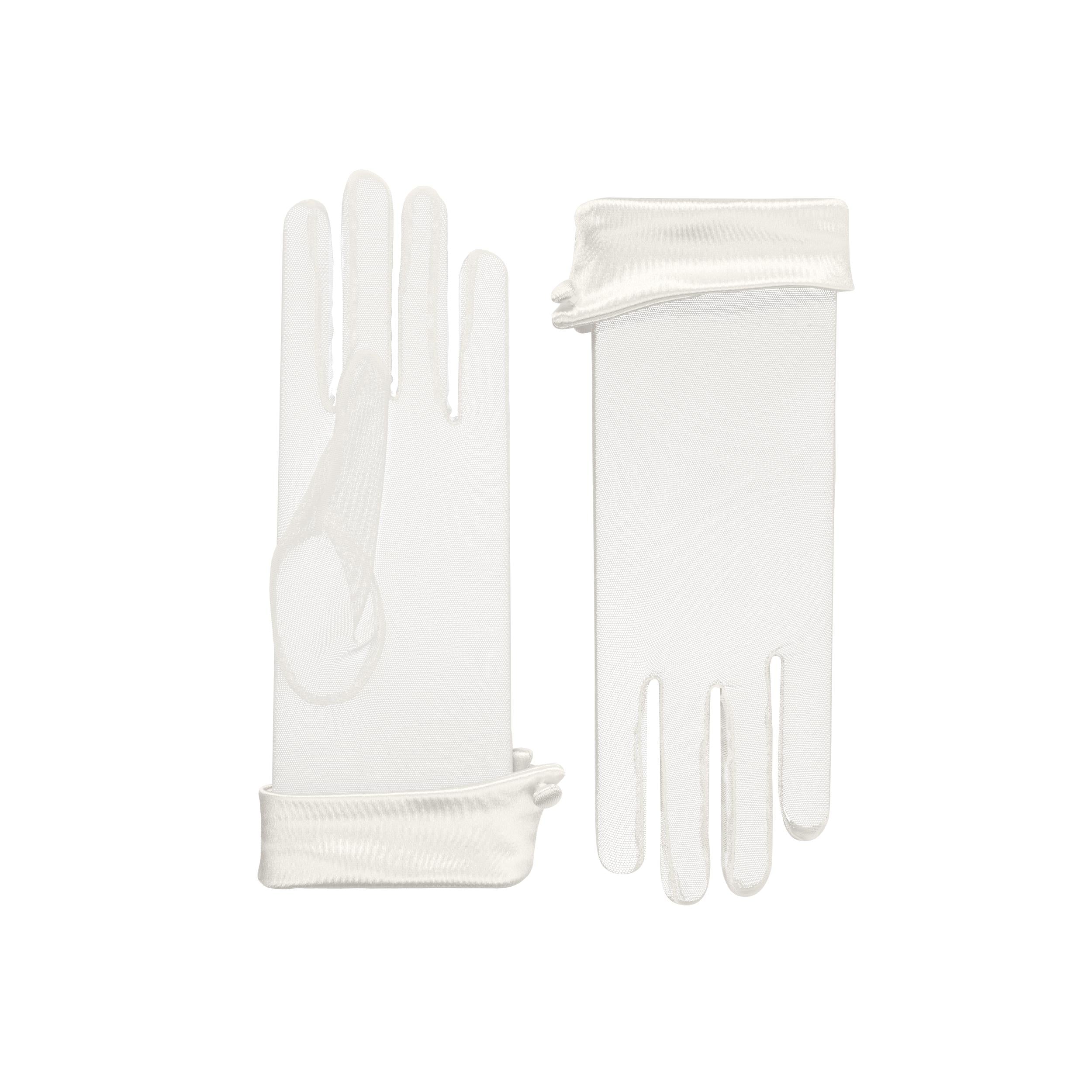 Elena | Tulle Glove with Satin Cuff-Ivory-Cornelia James