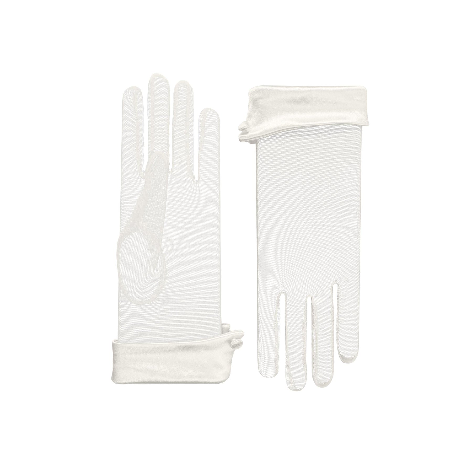 Elena | Tulle Glove with Satin Cuff-Ivory-Cornelia James