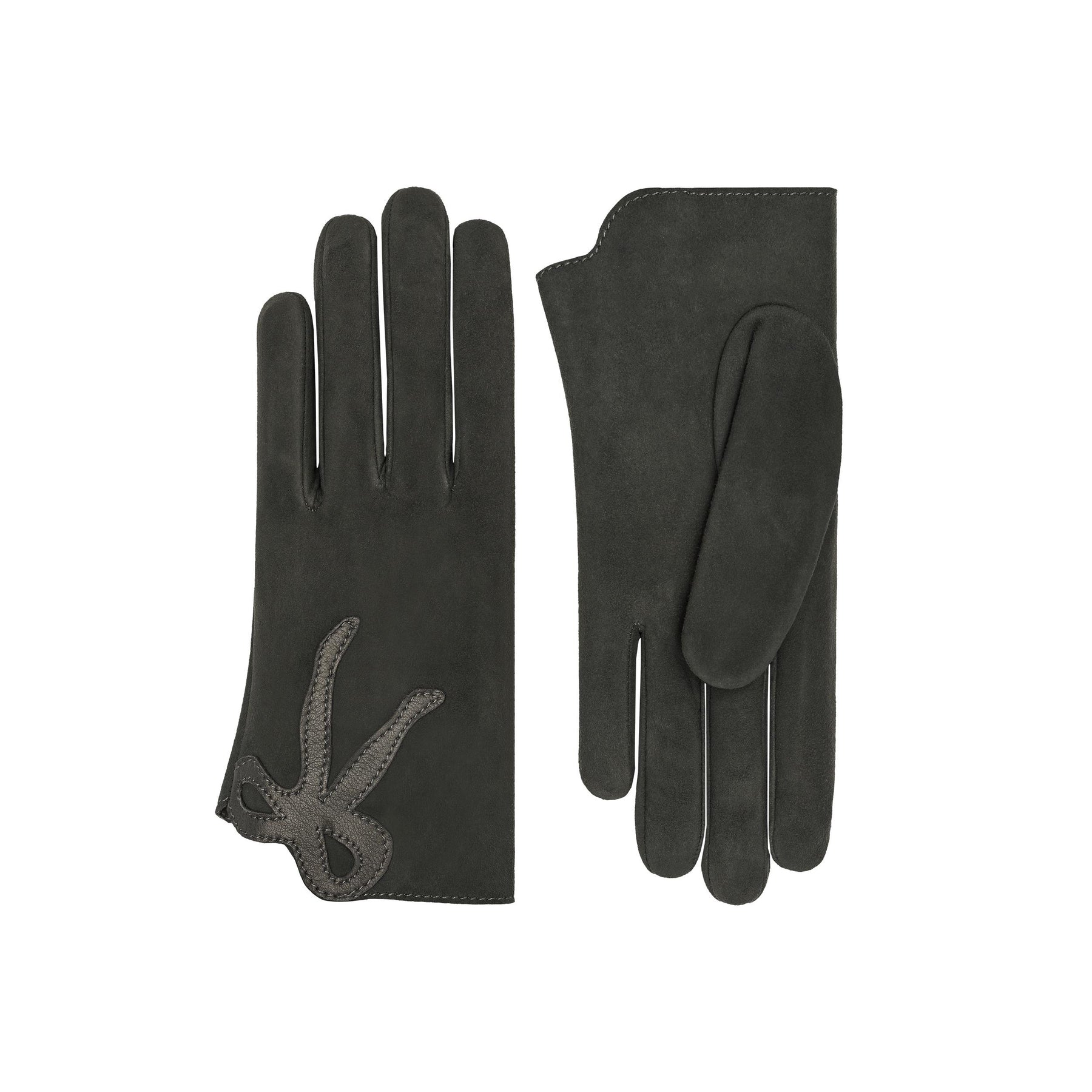 Madeleine | Suede Glove-Dark Grey-Cornelia James