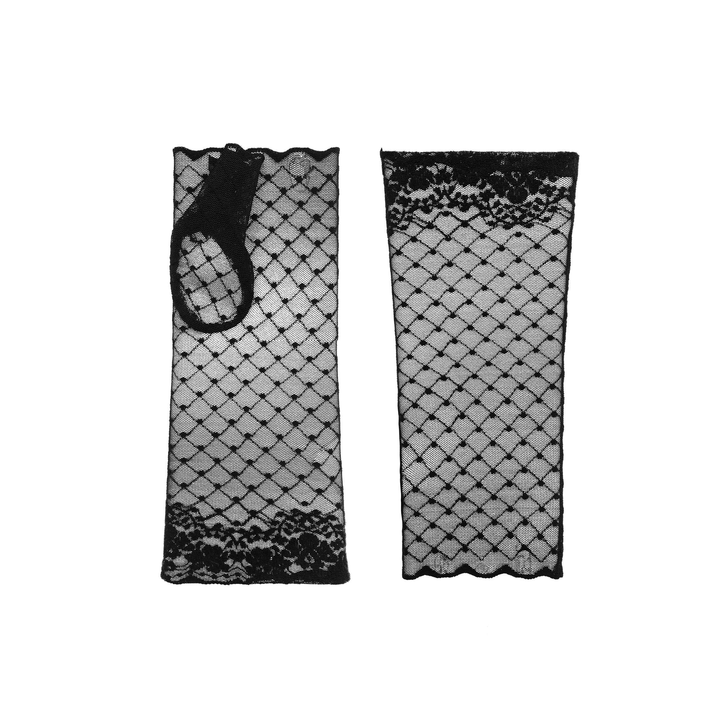 Zara | Fingerless Lace Glove-Black-Cornelia James