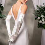 Pale Ivory Satin Opera Gloves - Anthea