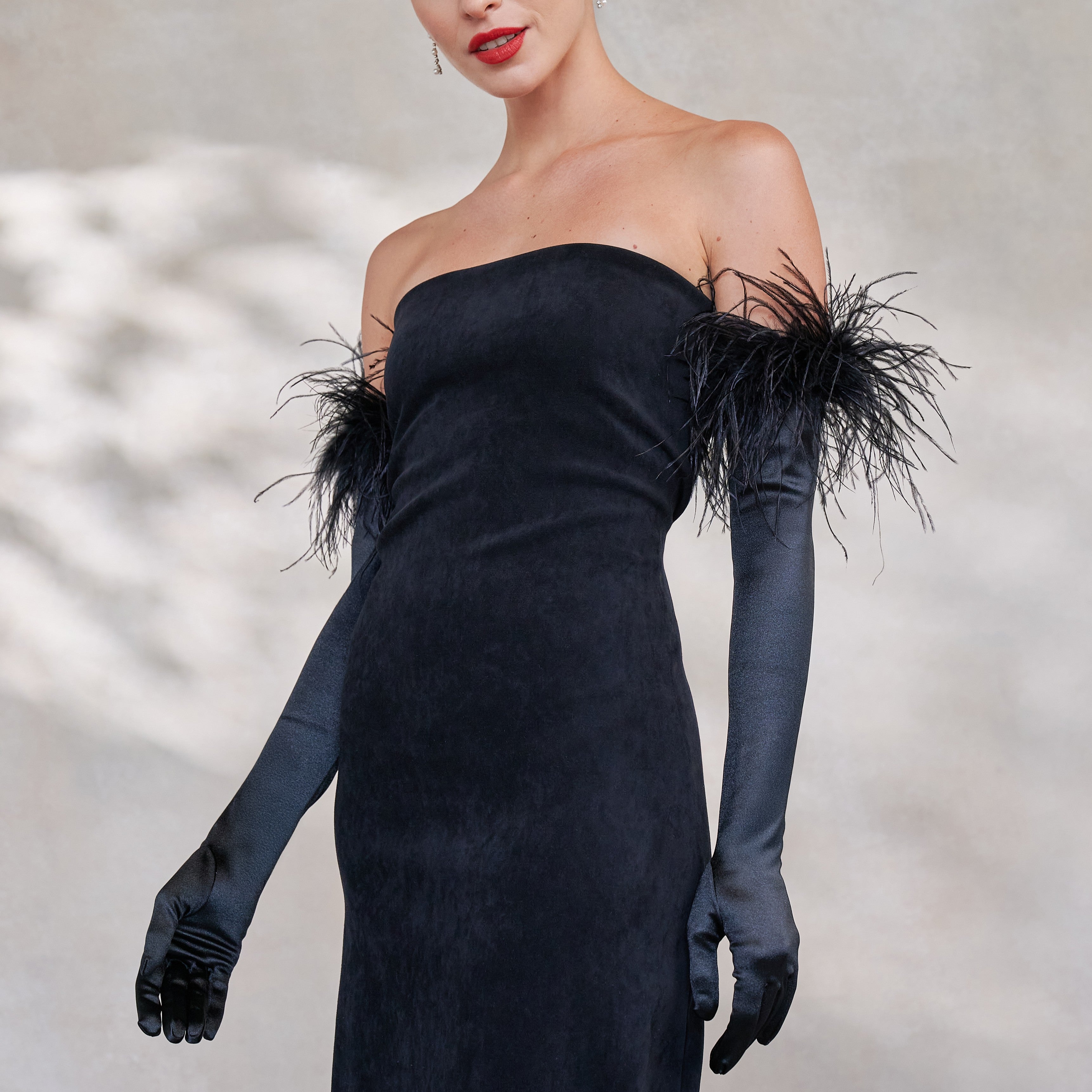 Black Satin Opera Gloves - Ariadne