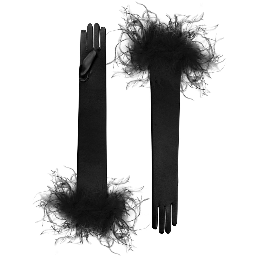 Ariadne | Satin Opera Glove-Black-Cornelia James