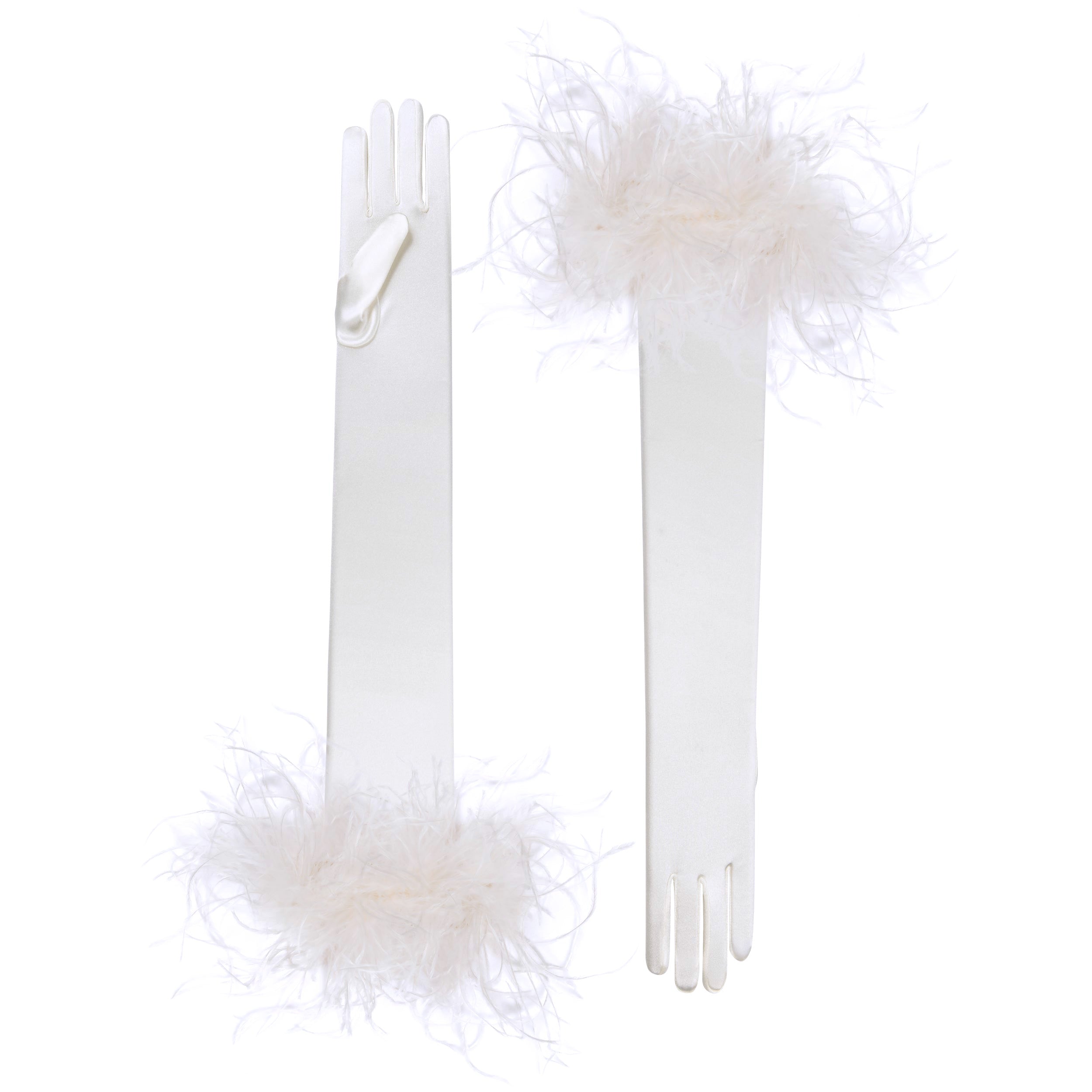 Pale Ivory Satin Opera Gloves - Ariadne