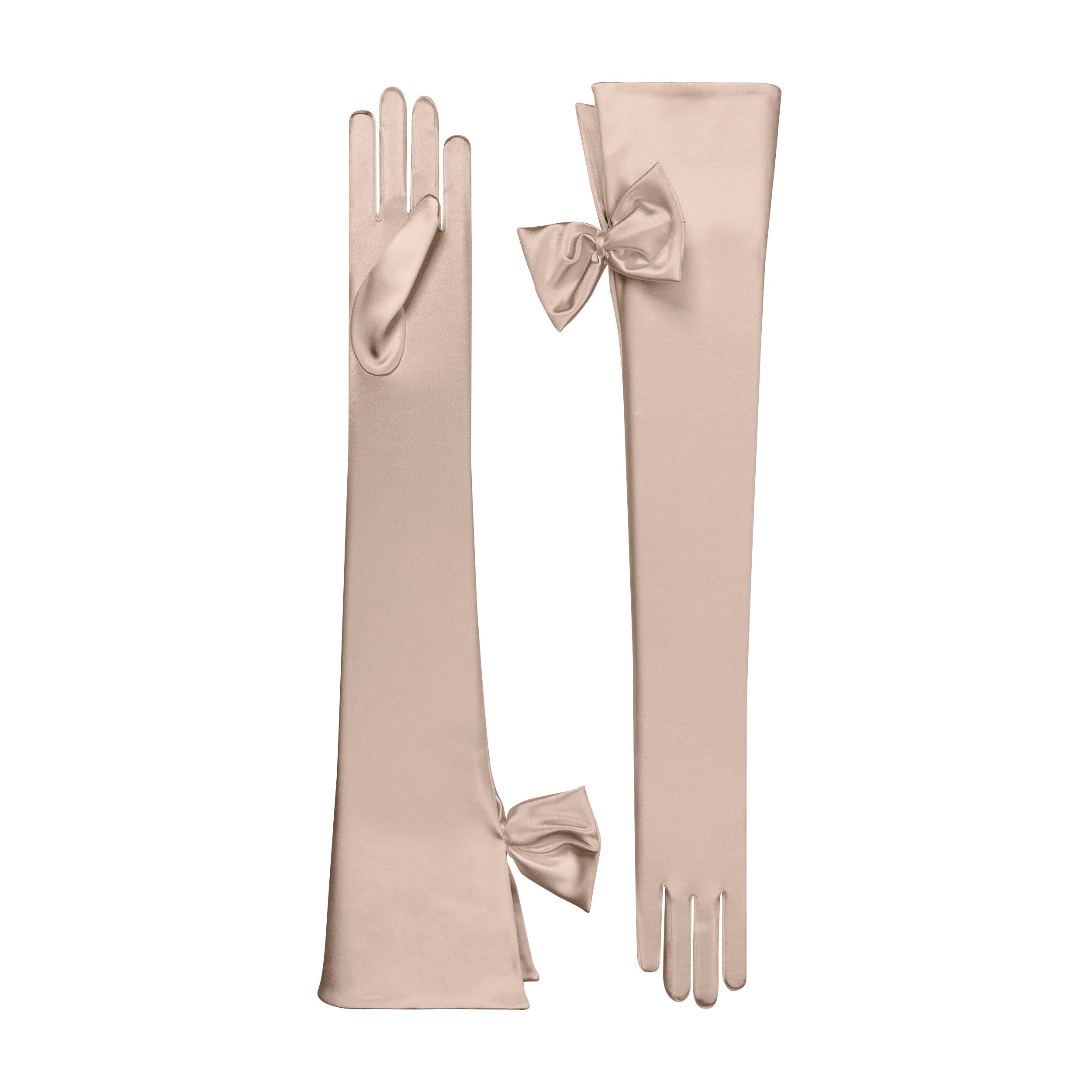 Champagne Satin Opera Gloves - Calista