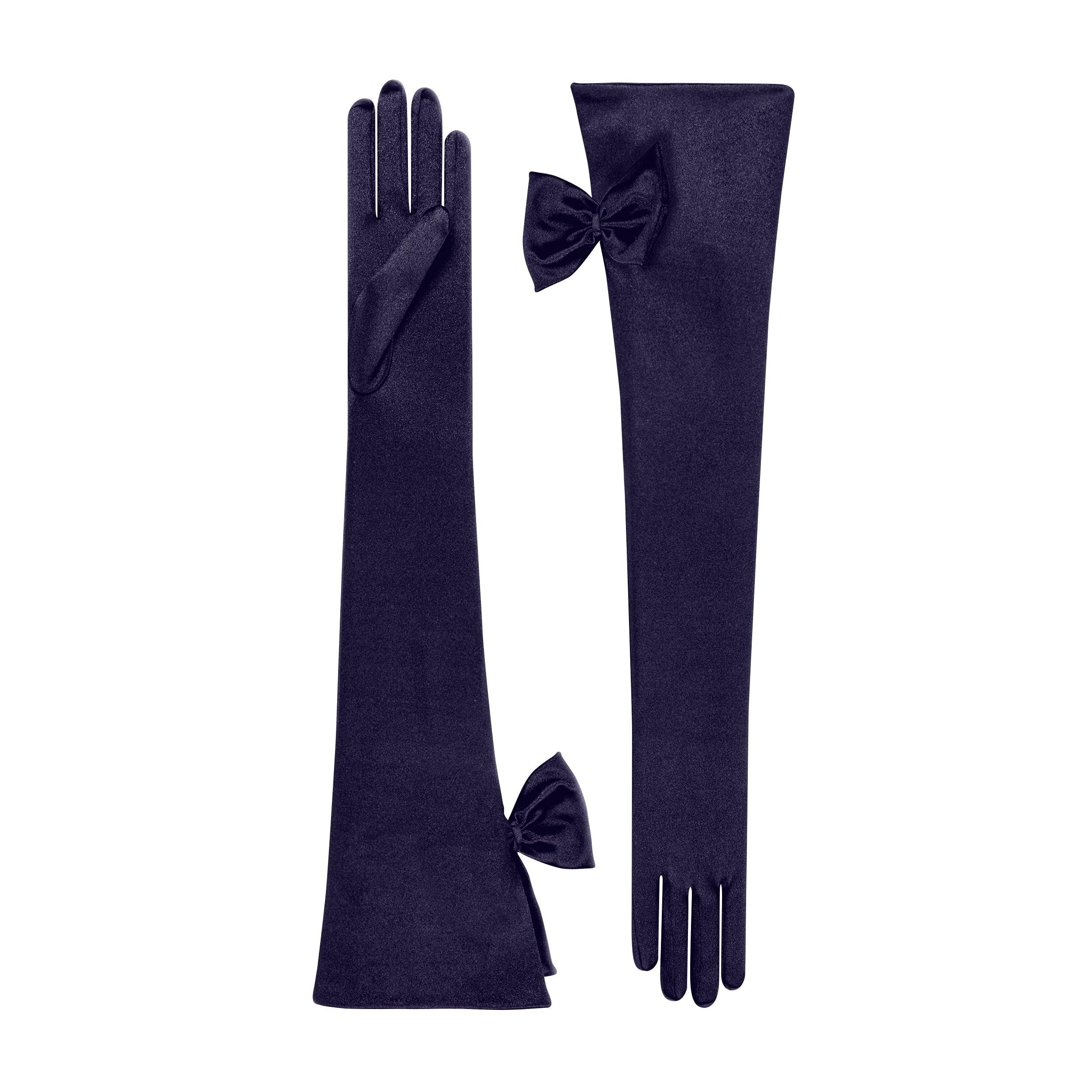 Dark Amethyst Satin Opera Gloves - Calista