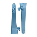 Azure Satin Opera Gloves - Calista