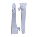 Silver Mist Satin Opera Gloves - Calista