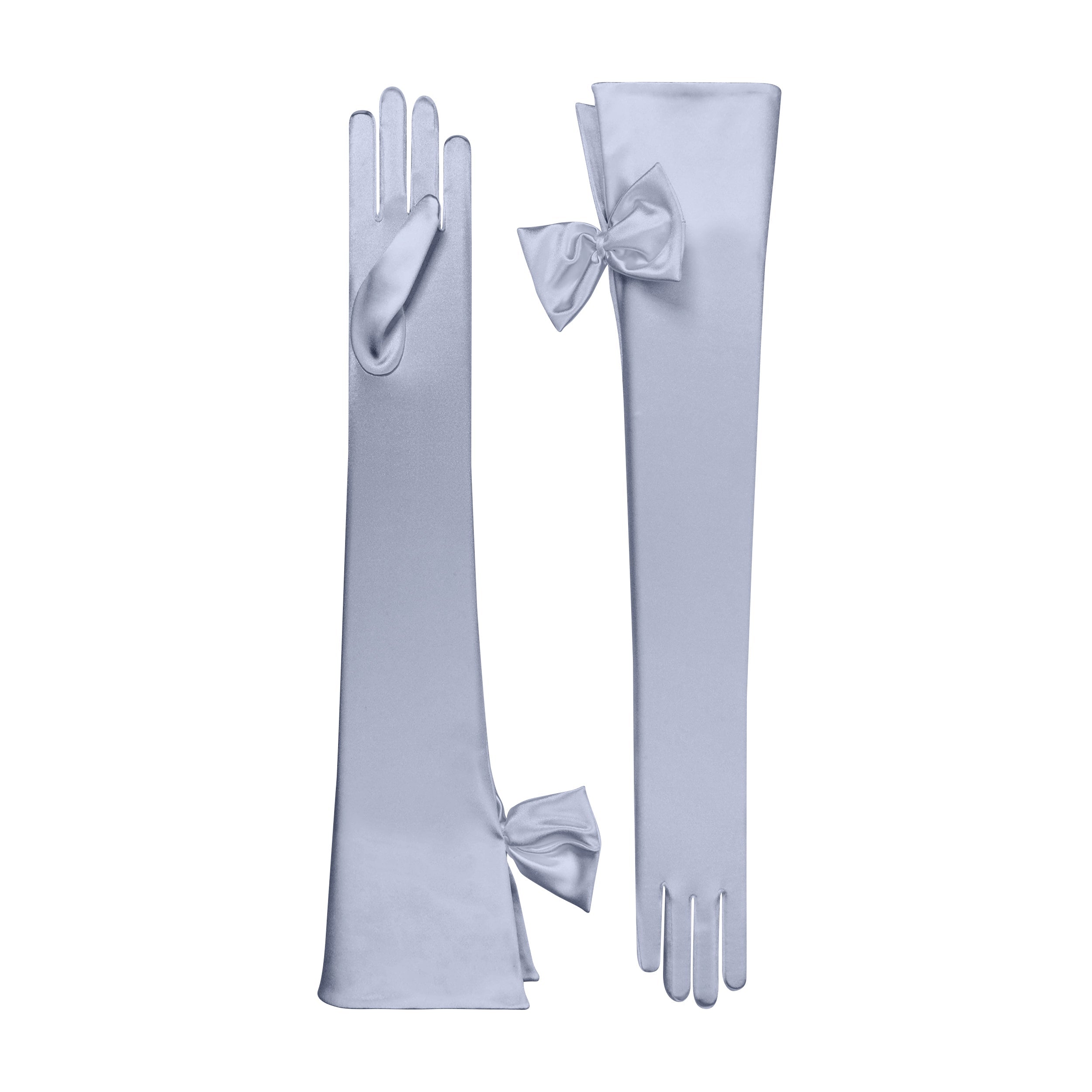 Silver Mist Satin Opera Gloves - Calista