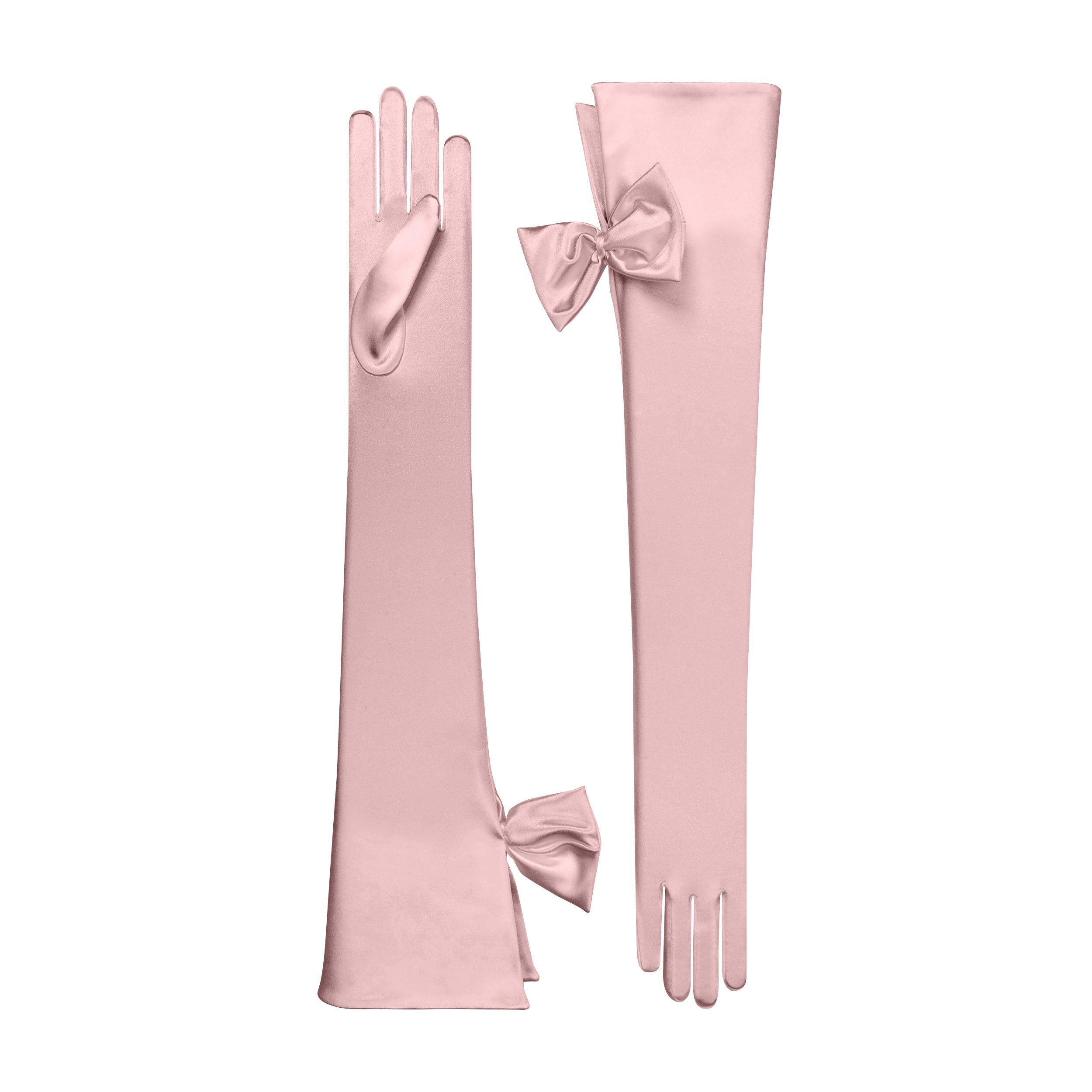 Smokey Rose Satin Opera Gloves - Calista