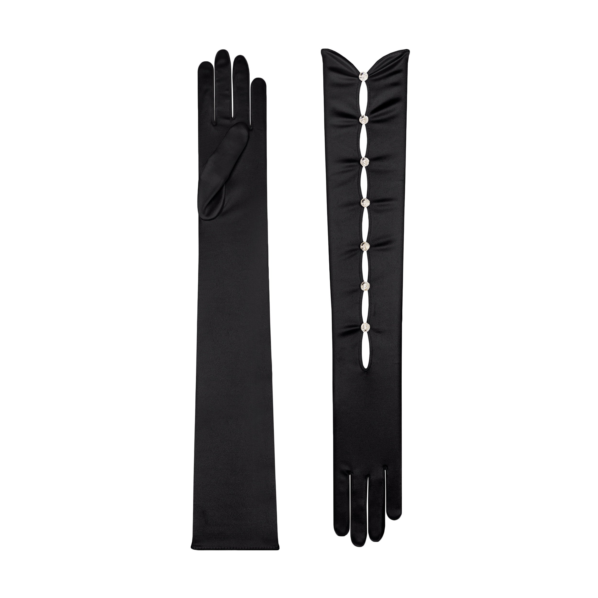 Black Satin Opera Gloves - Calypso