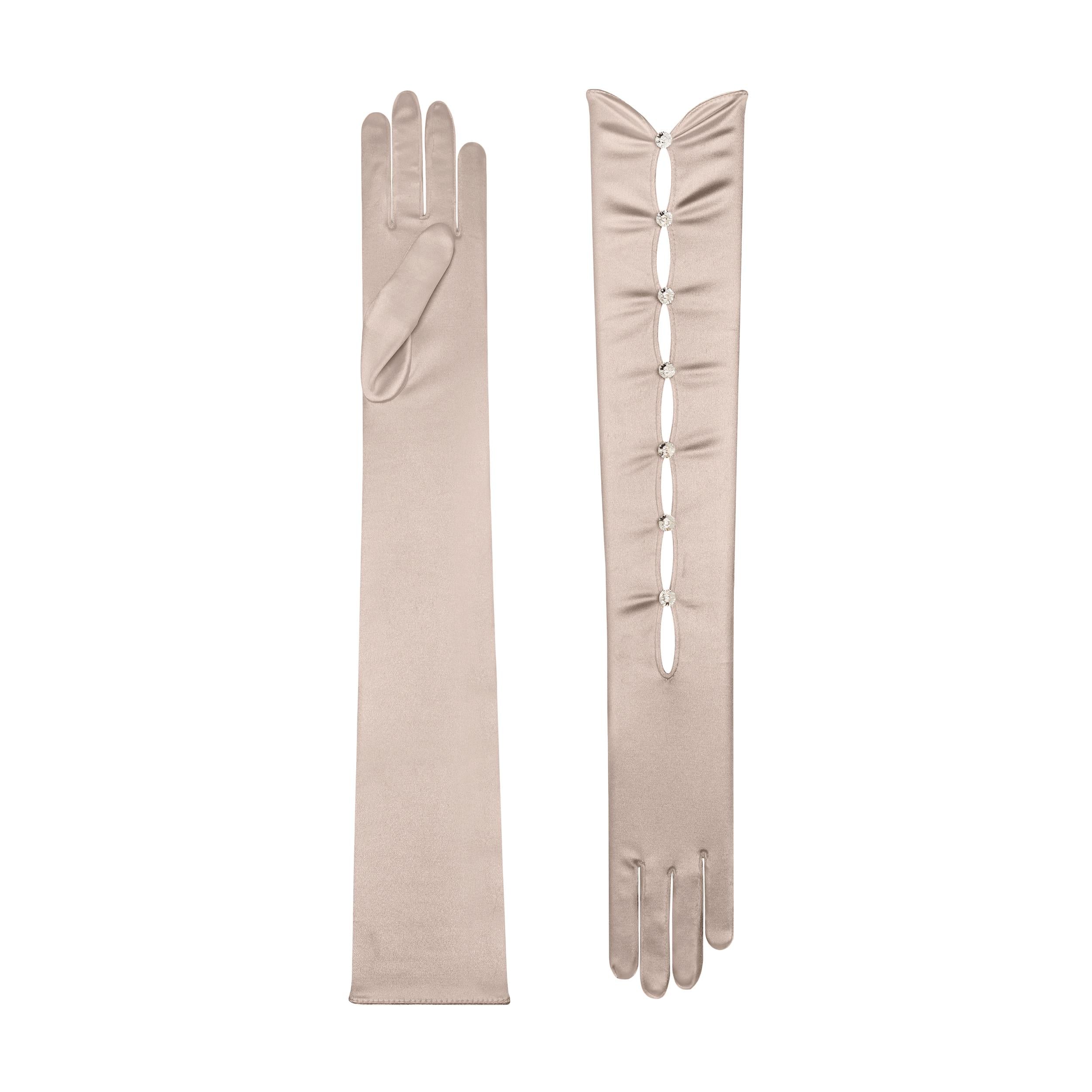 Champagne Satin Opera Gloves - Calypso
