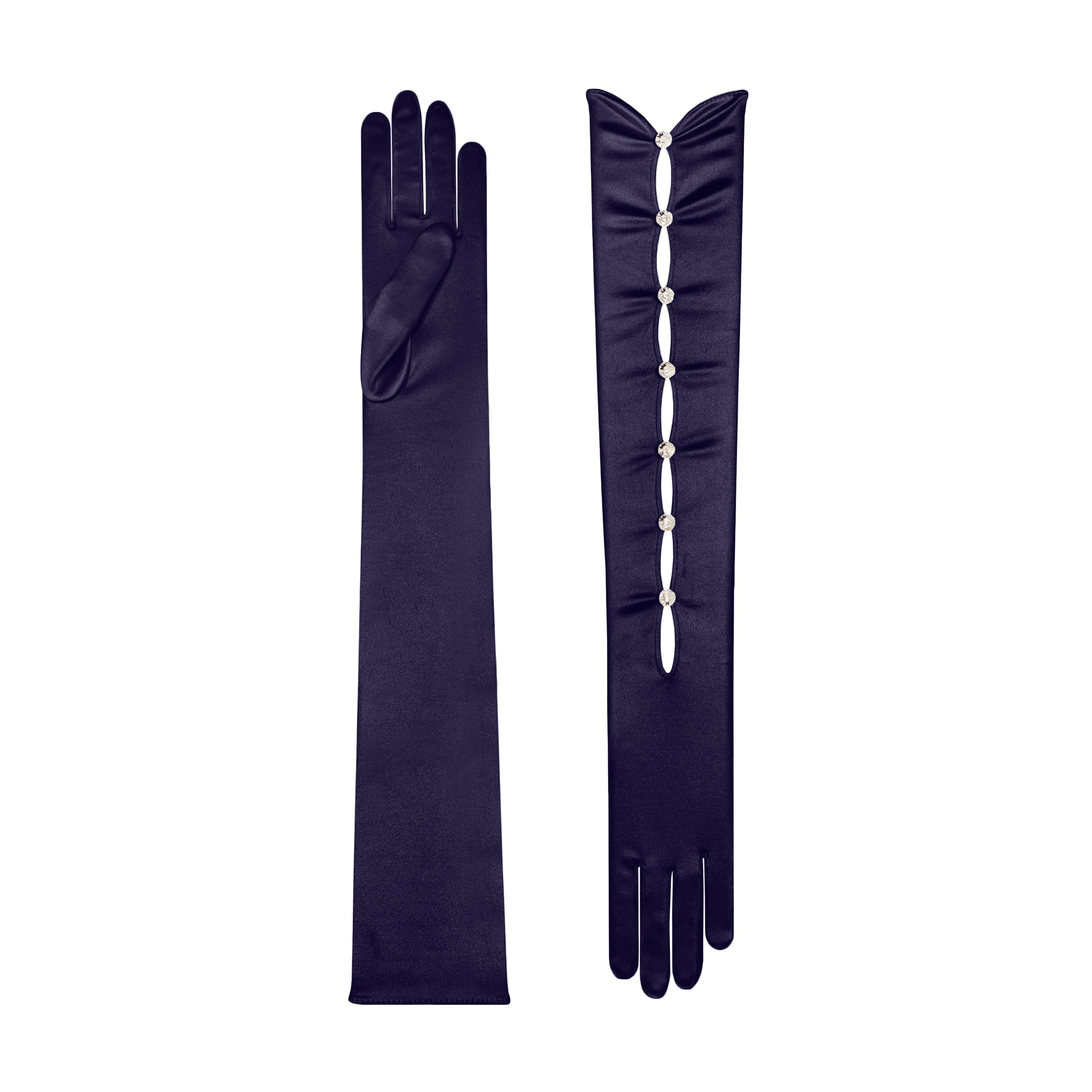 Dark Amethyst Satin Opera Gloves - Calypso