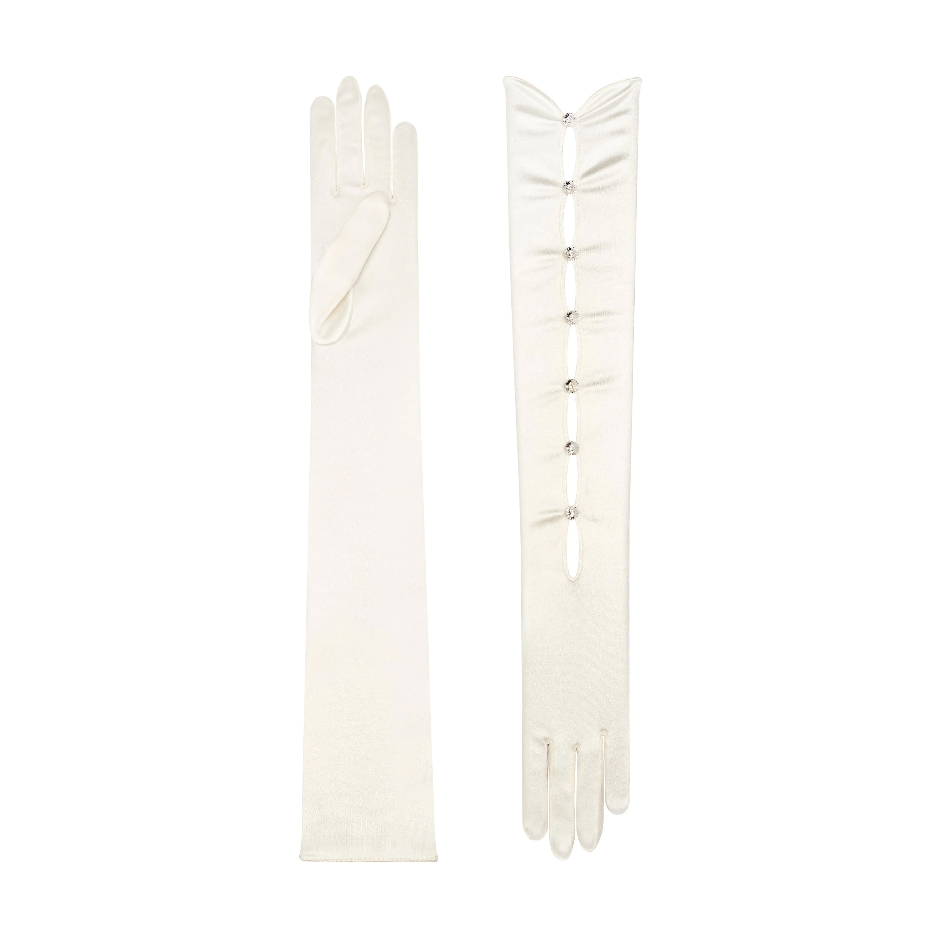 Ivory Satin Opera Gloves - Calypso