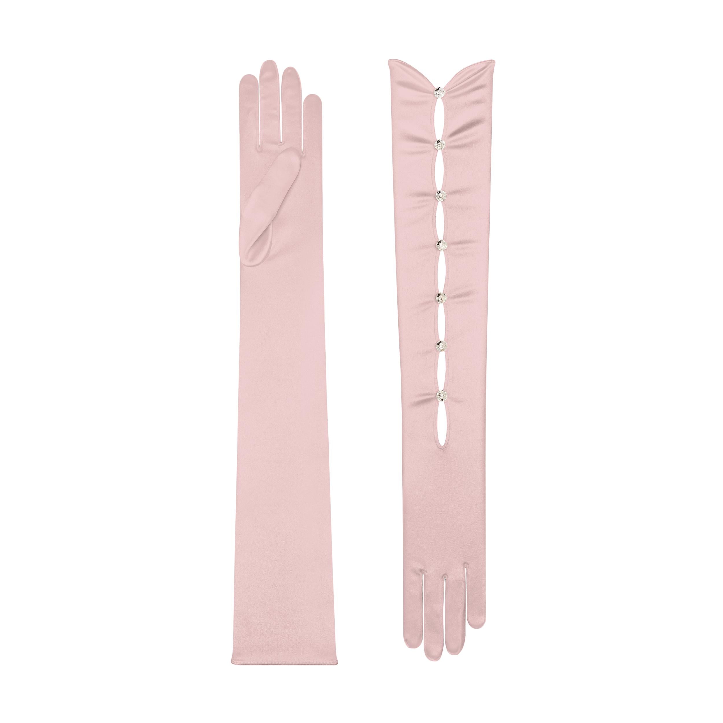 Smokey Rose Satin Opera Gloves - Calypso