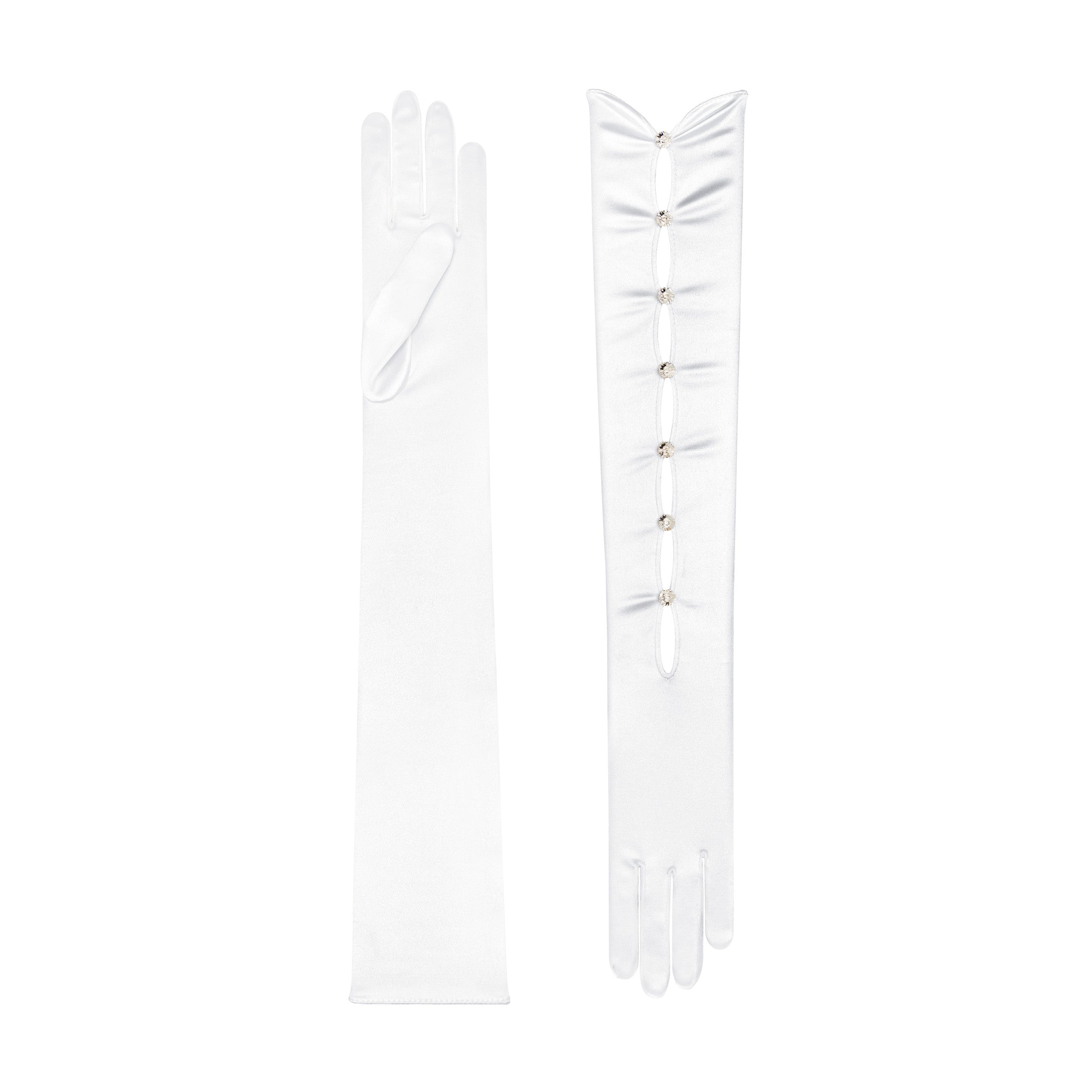 White Satin Opera Gloves - Calypso