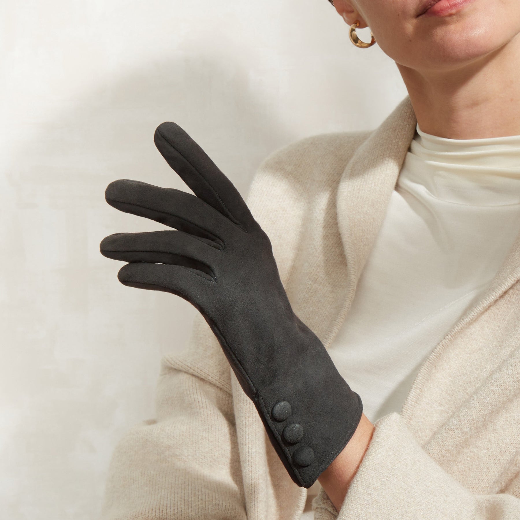 Charlotte | Suede Glove with Snap Cuff