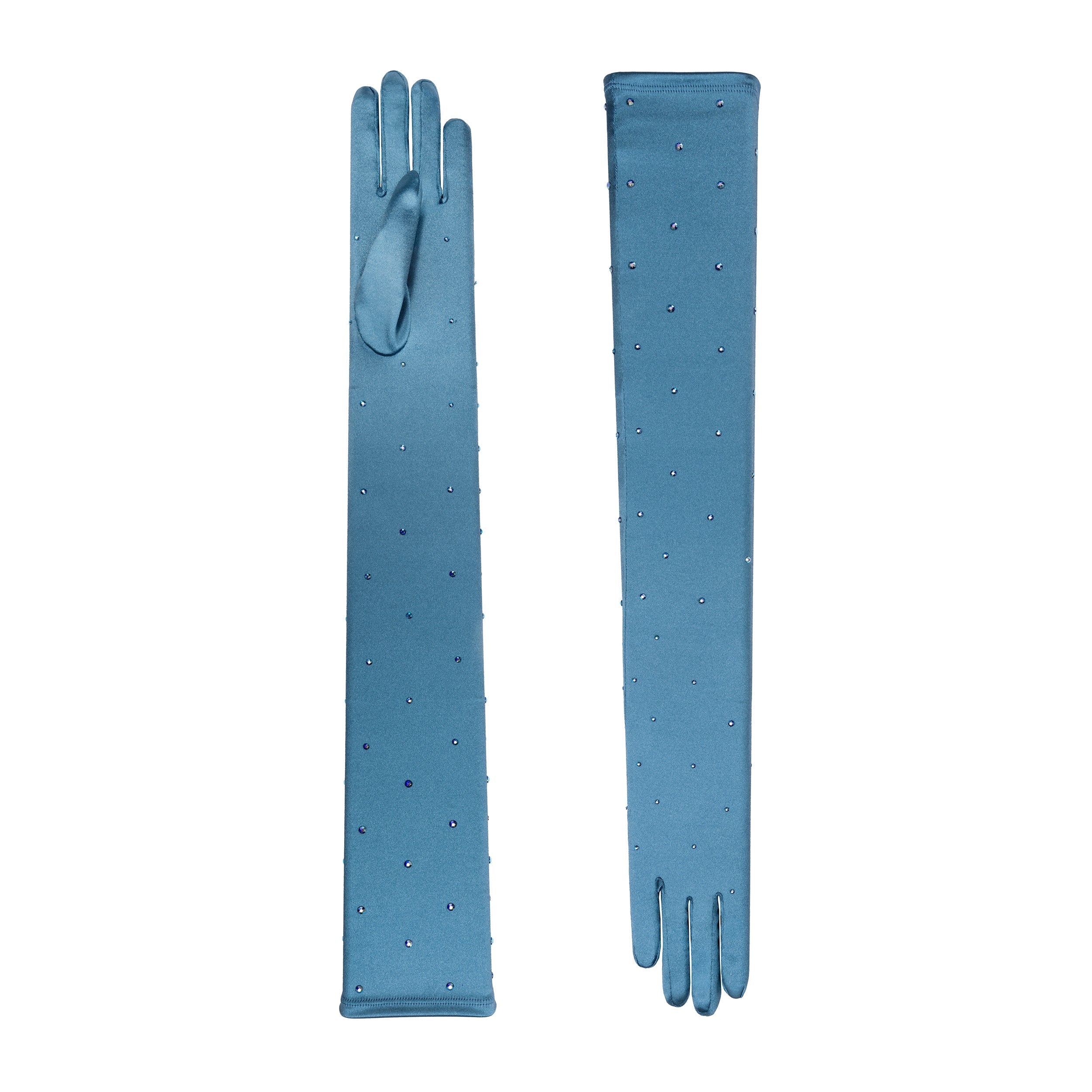 Azure Satin Opera Gloves - Chrysanthi