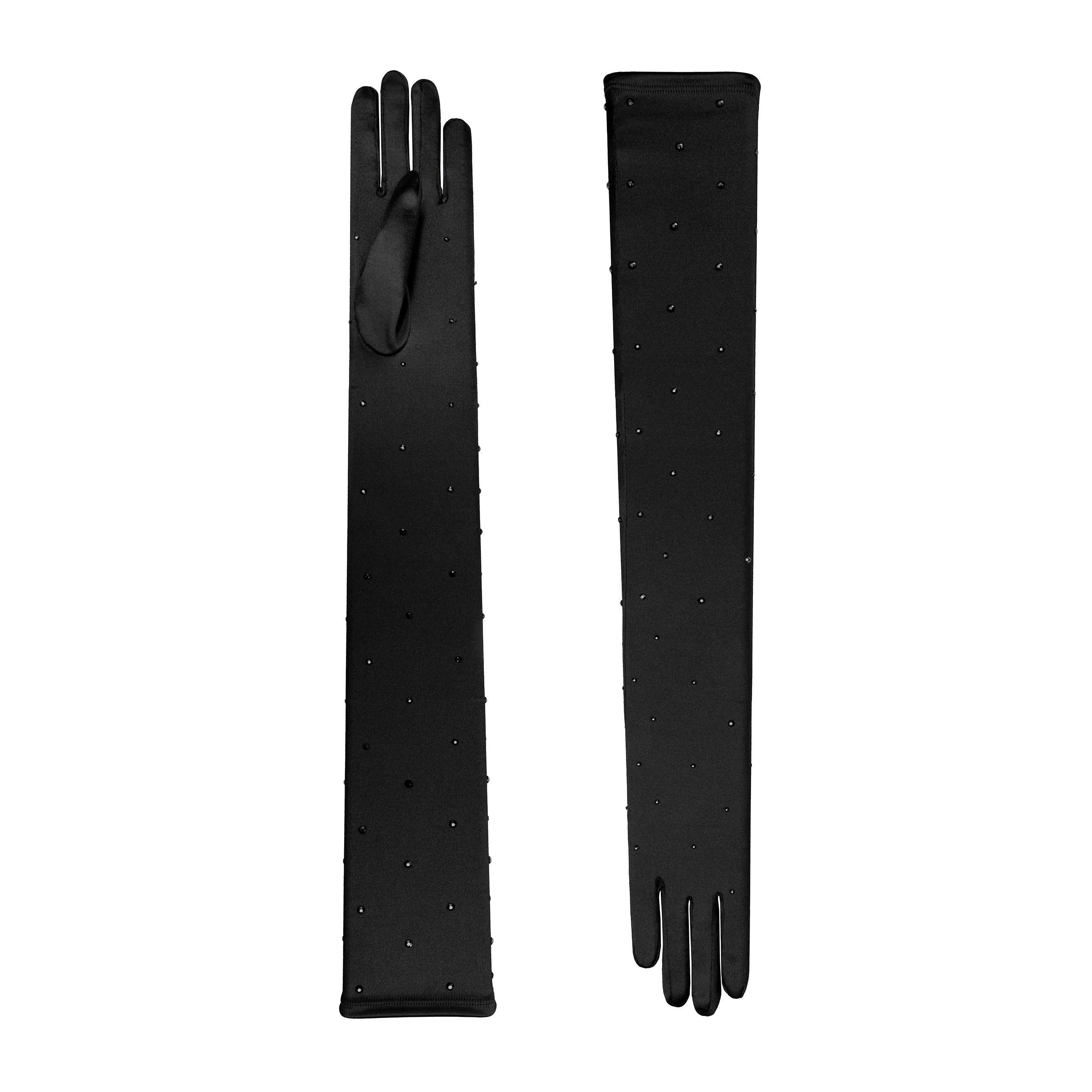 Chrysanthi | Satin Opera Glove with Crystals