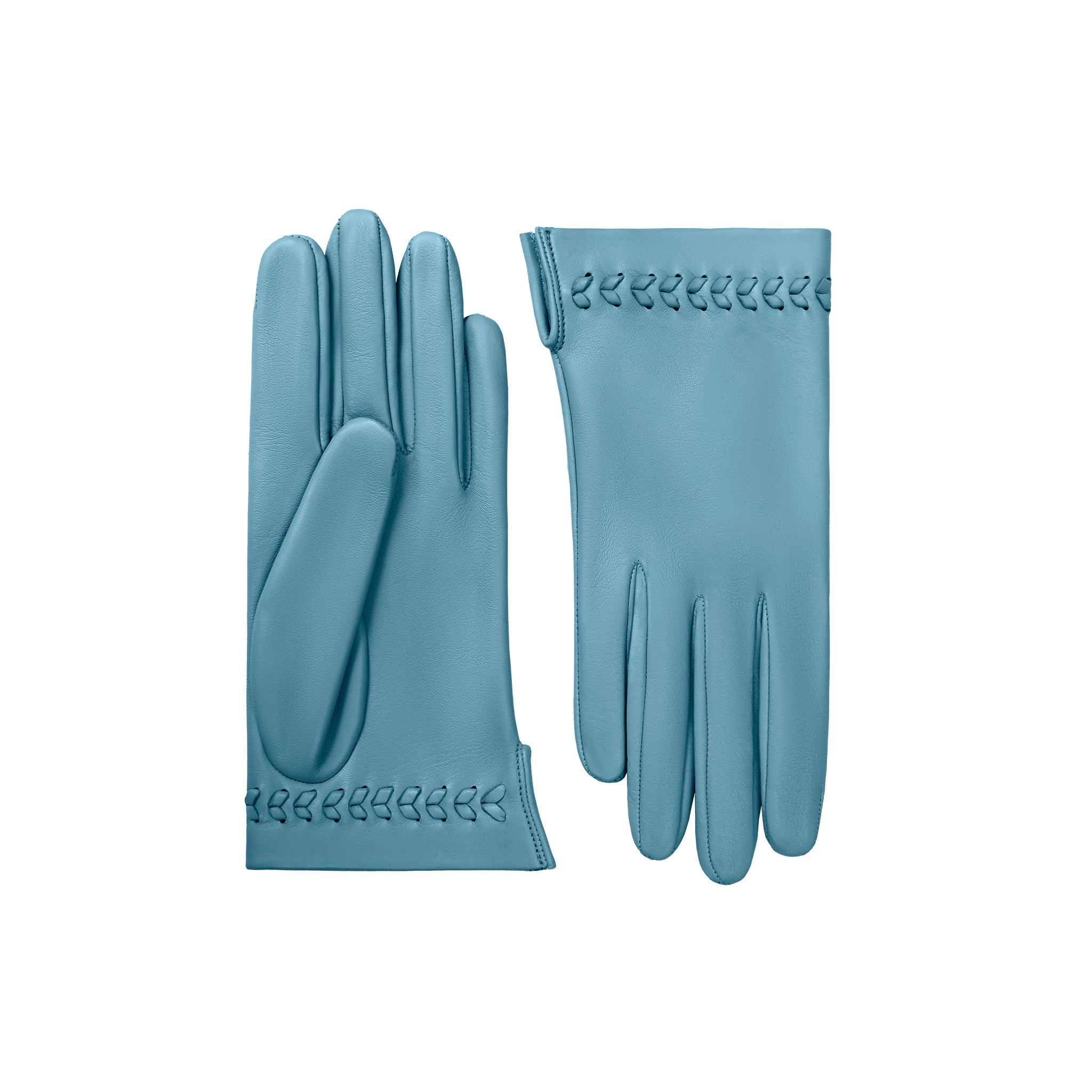 Blue leather gloves on sale