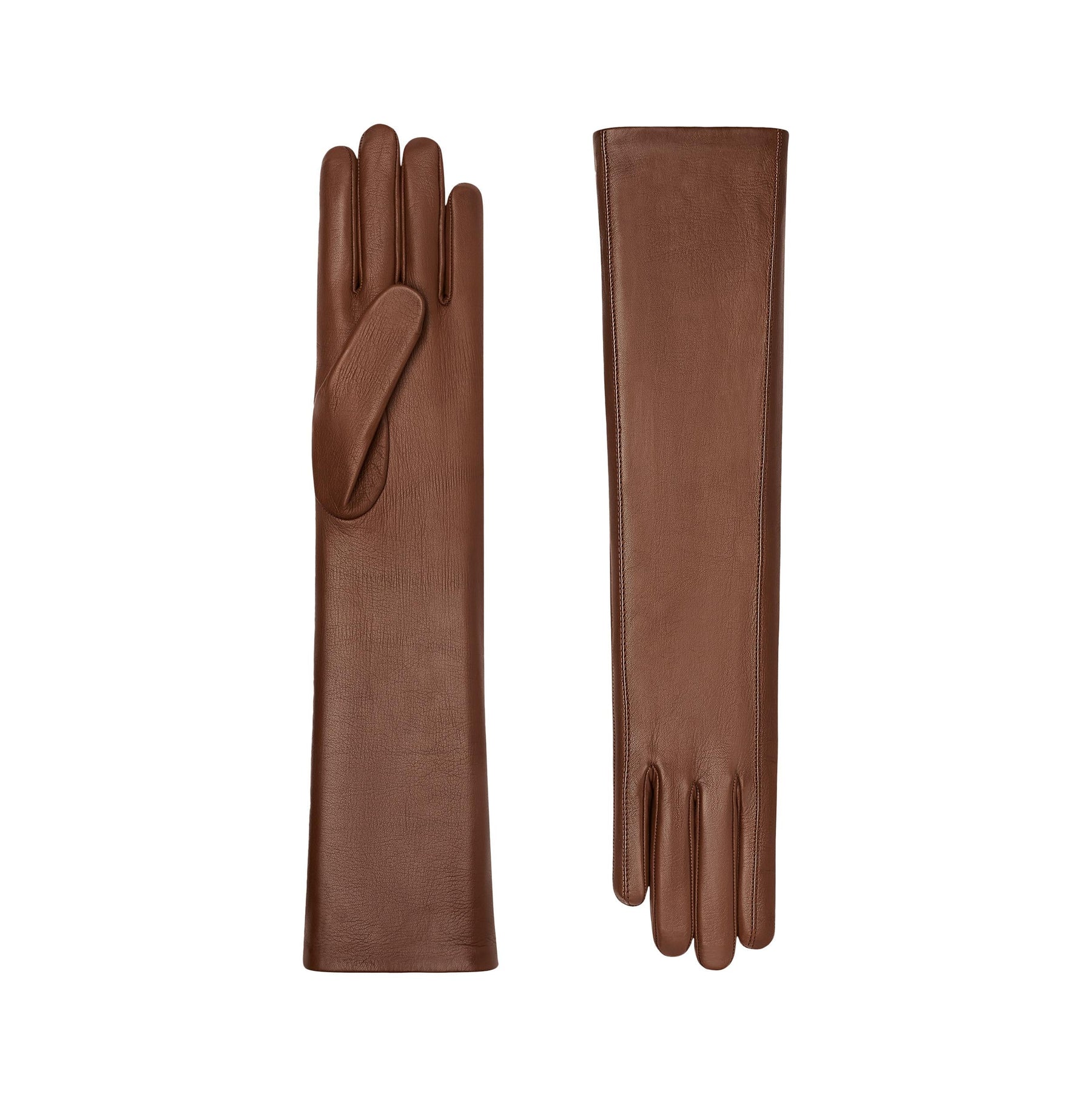 Clémence | Leather Glove with 2 Points-Cognac-Cornelia James