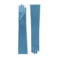 Azure Satin Opera Gloves - Cora