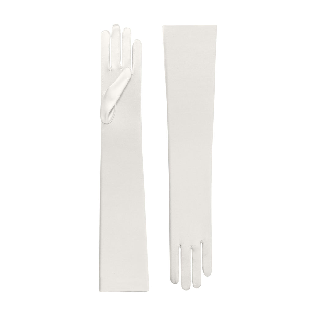 Ivory Satin Opera Gloves - Cora