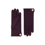 Cornelia | Merino Wool Glove with a Button Cuff Link-Plum-Cornelia James