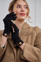 Cornelia | Merino Wool Glove with a Button Cuff Link