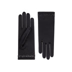 Black Satin Wrist Length Gloves - Cynthia