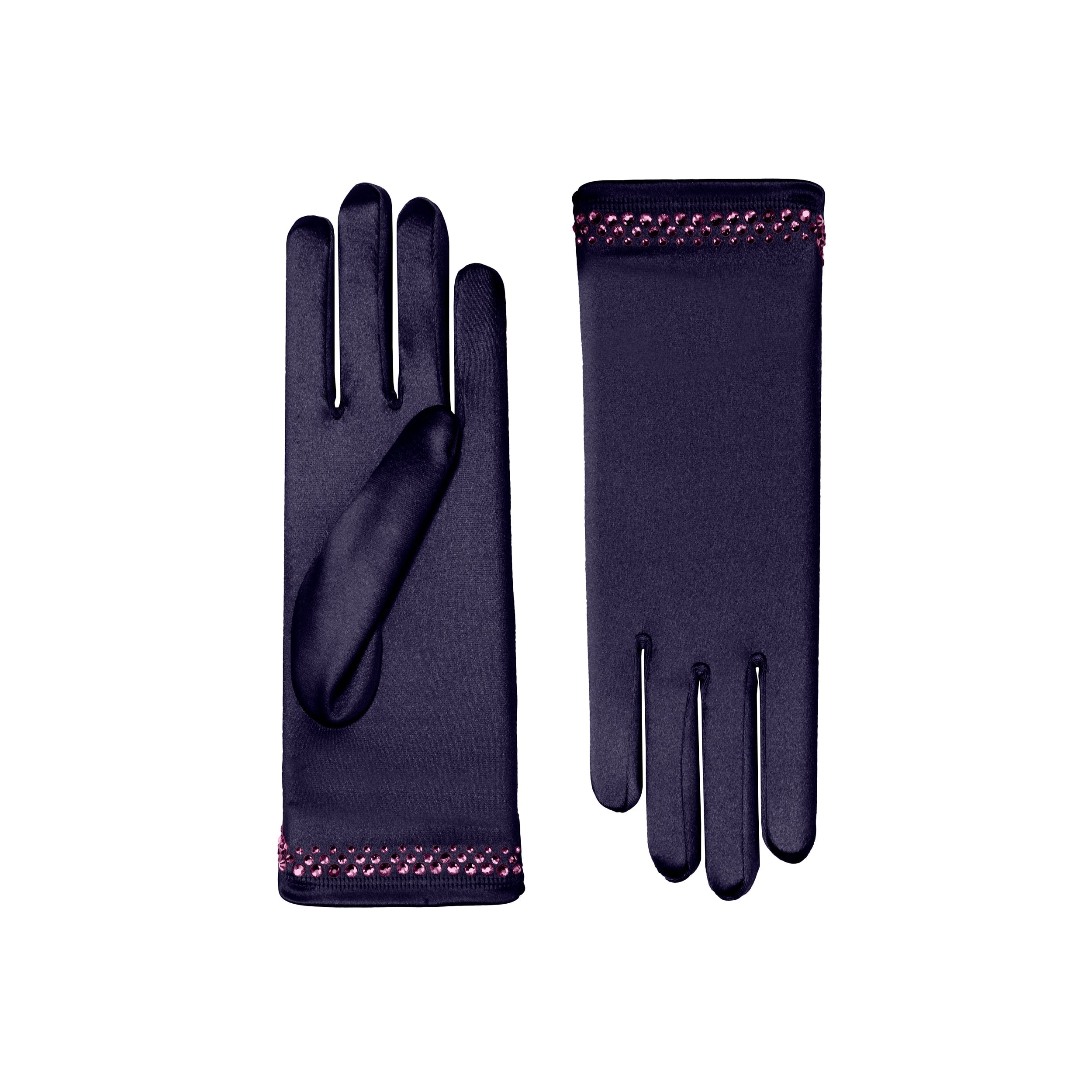 Dark Amethyst Satin Wrist Length Gloves - Cynthia
