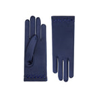 Midnight Blue Satin Wrist Length Gloves - Cynthia