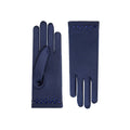 Midnight Blue Satin Wrist Length Gloves - Cynthia