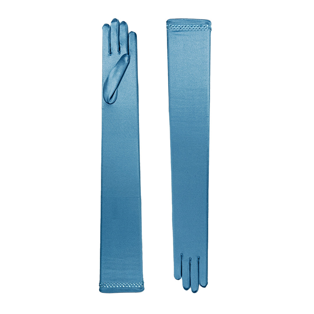 Azure Satin Opera Gloves - Euphemia