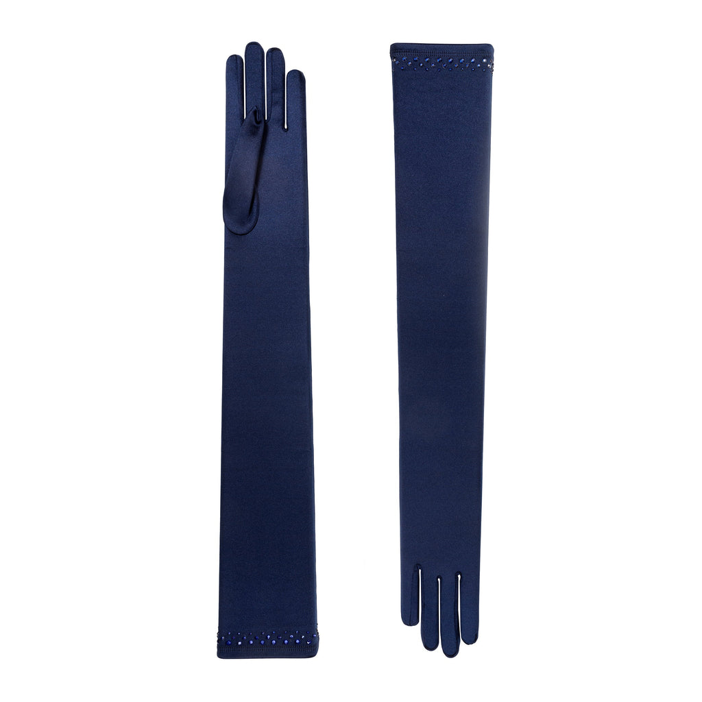 Midnight Blue Satin Opera Gloves - Euphemia