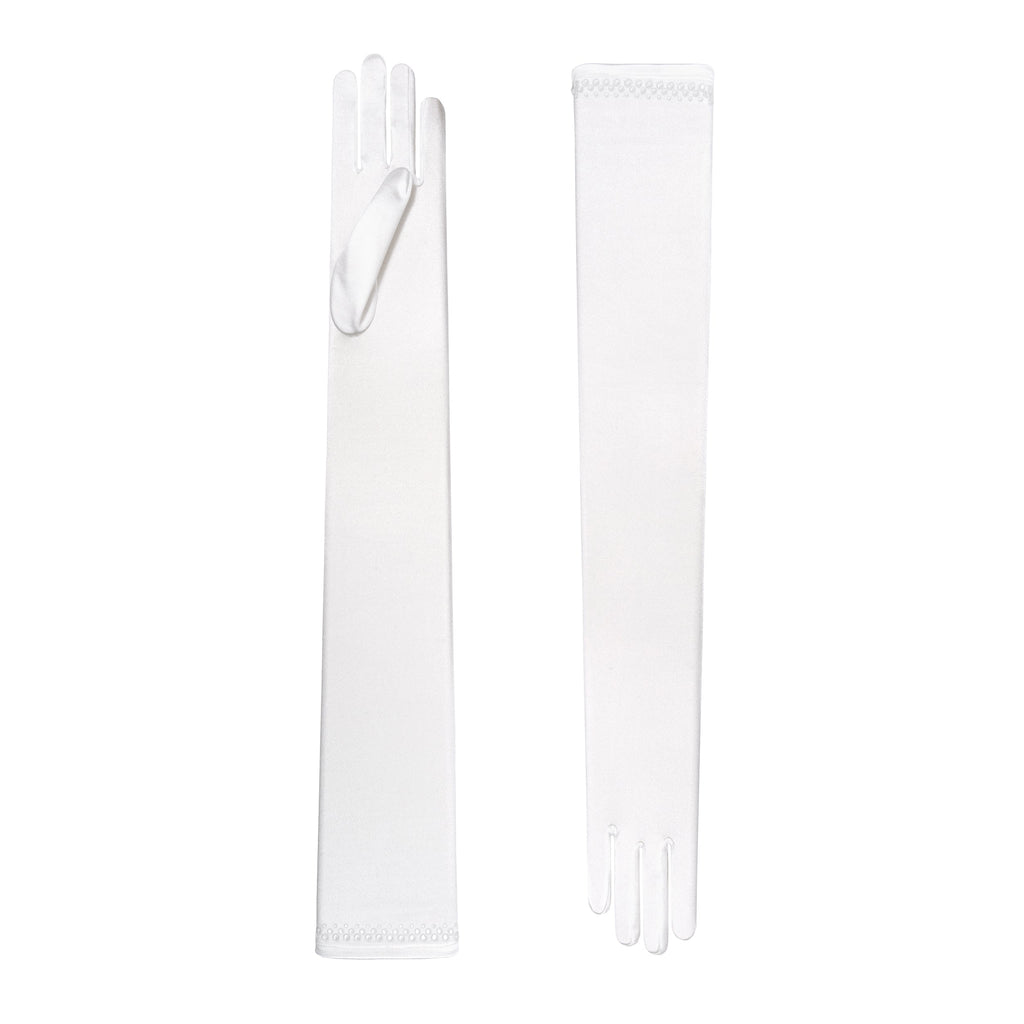 Pale Ivory Satin Opera Gloves - Euphemia