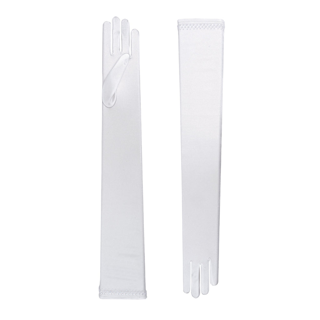 Pearl Satin Opera Gloves - Euphemia