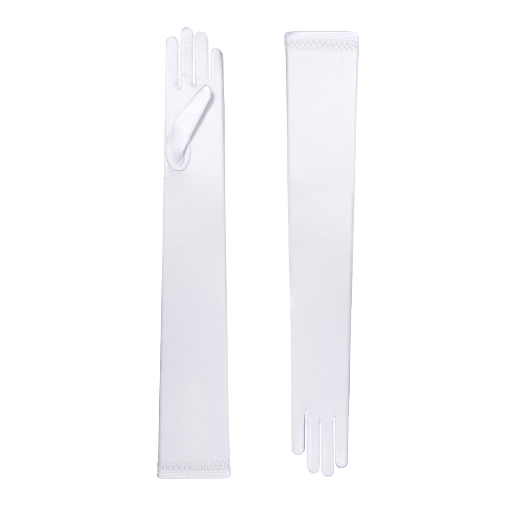 White Satin Opera Gloves - Euphemia