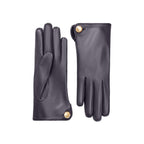 Françoise | Leather Glove with a Button Cuff Link-Dark Navy-Cornelia James