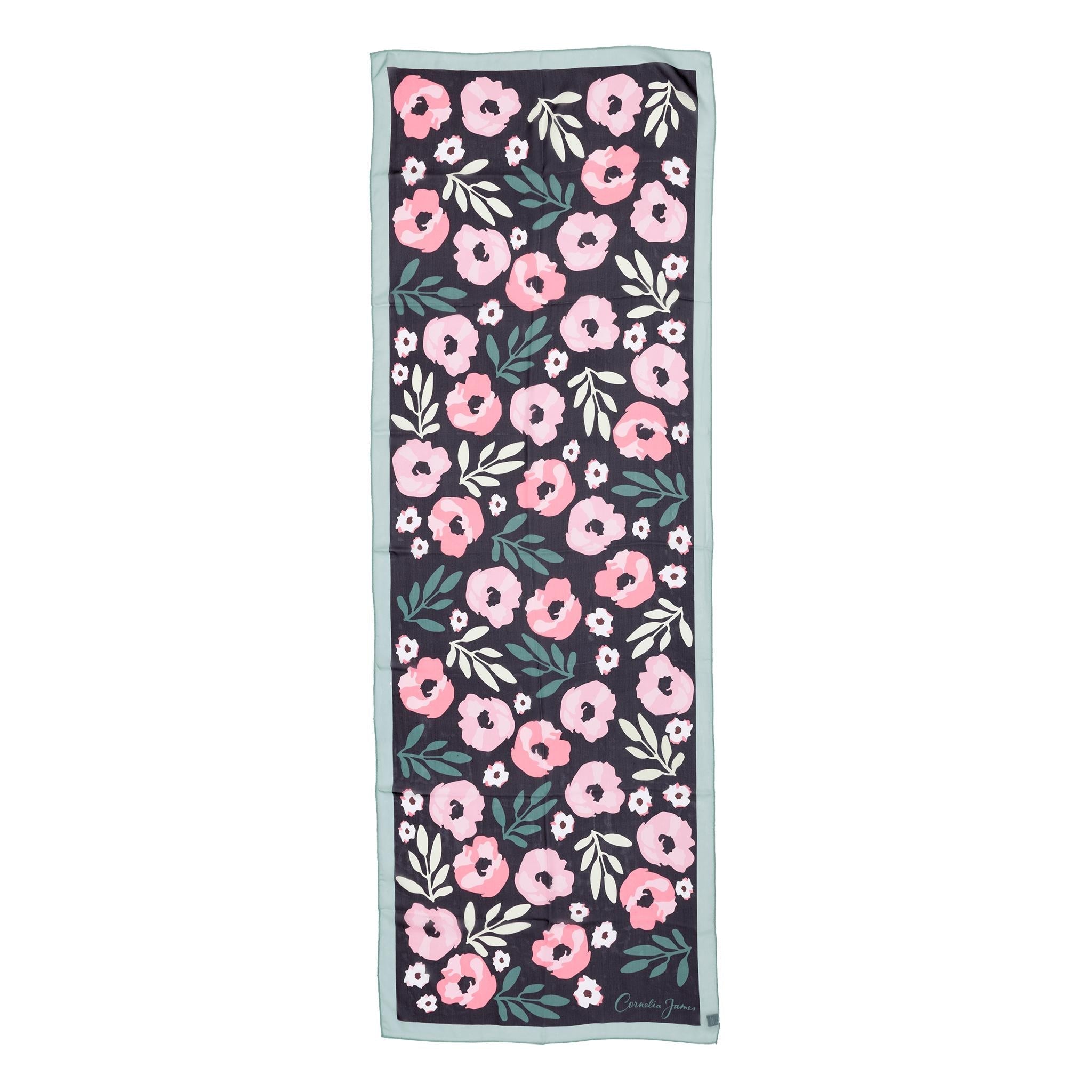 Freya | Silk Scarf-Black-Cornelia James