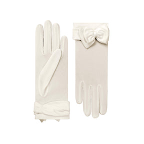 Giselle | Silk Glove with Bow-Ivory-Cornelia James