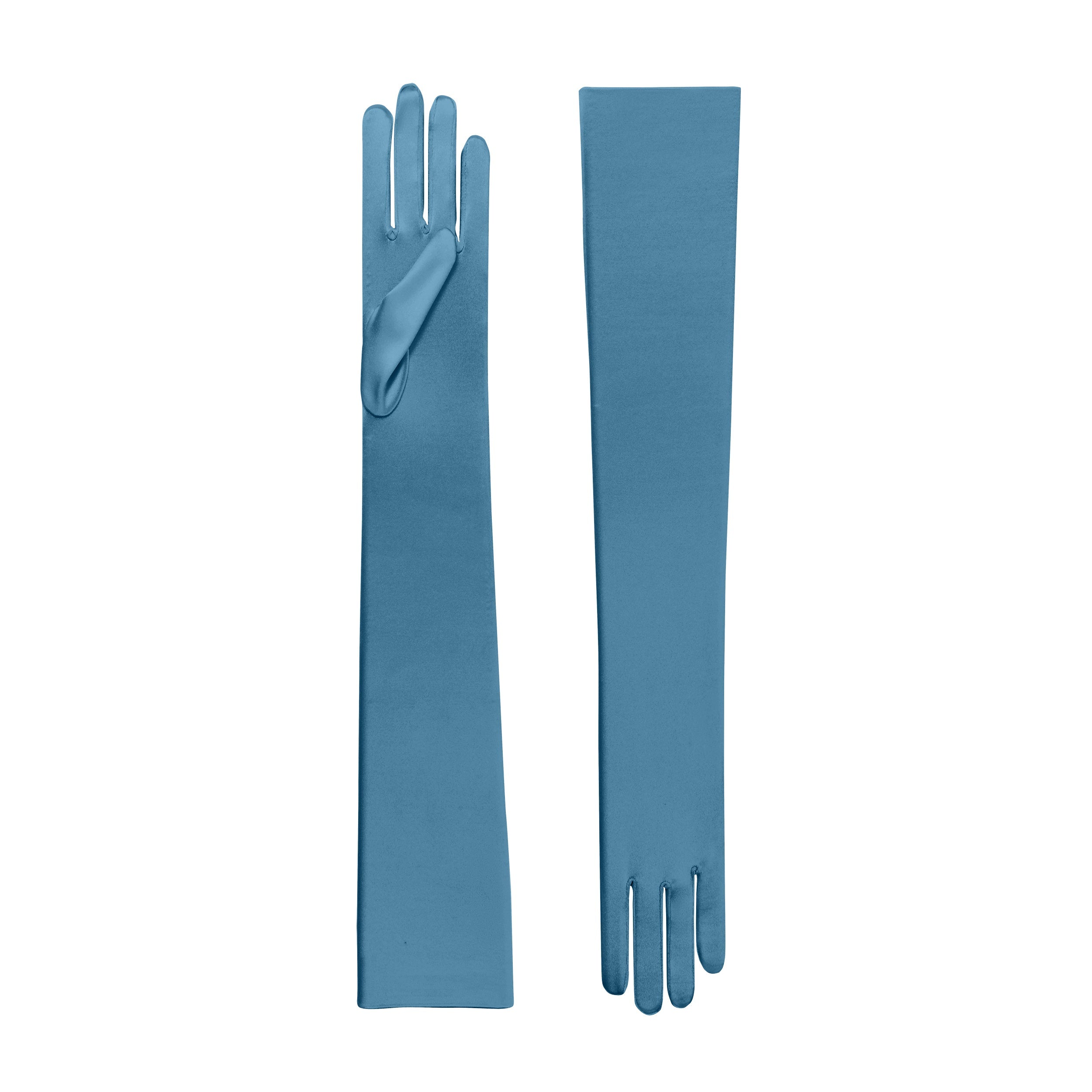 Azure Satin Opera Gloves - Hermione