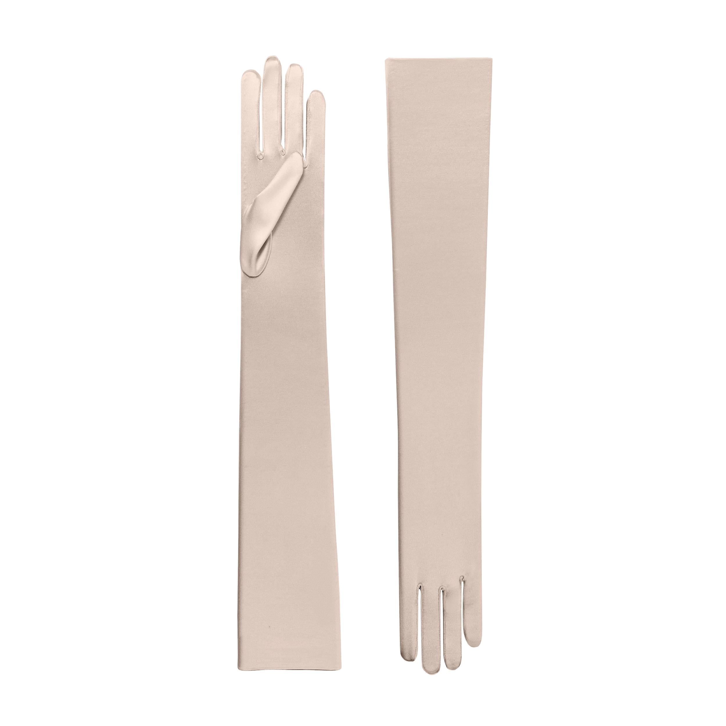 Champagne Satin Opera Gloves - Hermione
