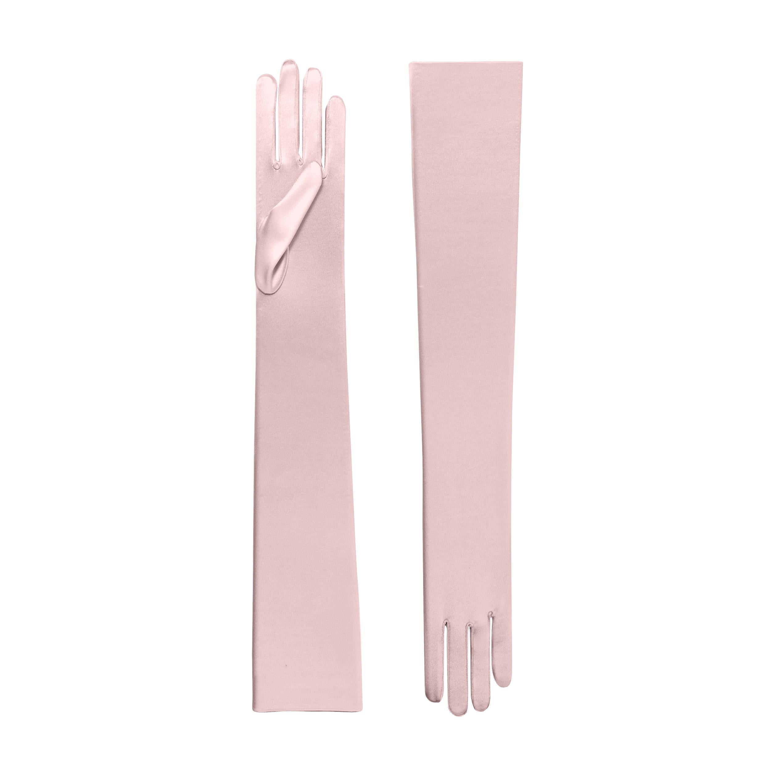 Smokey Rose Satin Opera Gloves - Hermione